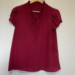 Short Sleeve Bow Tie Neck Shirts Top